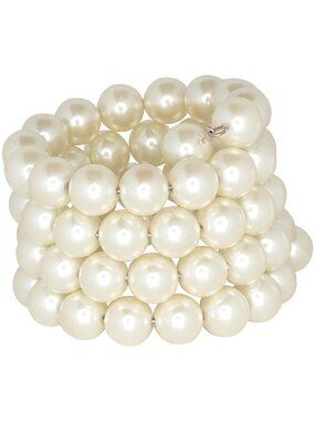 Kenneth Jay Lane 4 Row Light Cultura Faux Pearl 12MM Coil Wrap Bracelet
